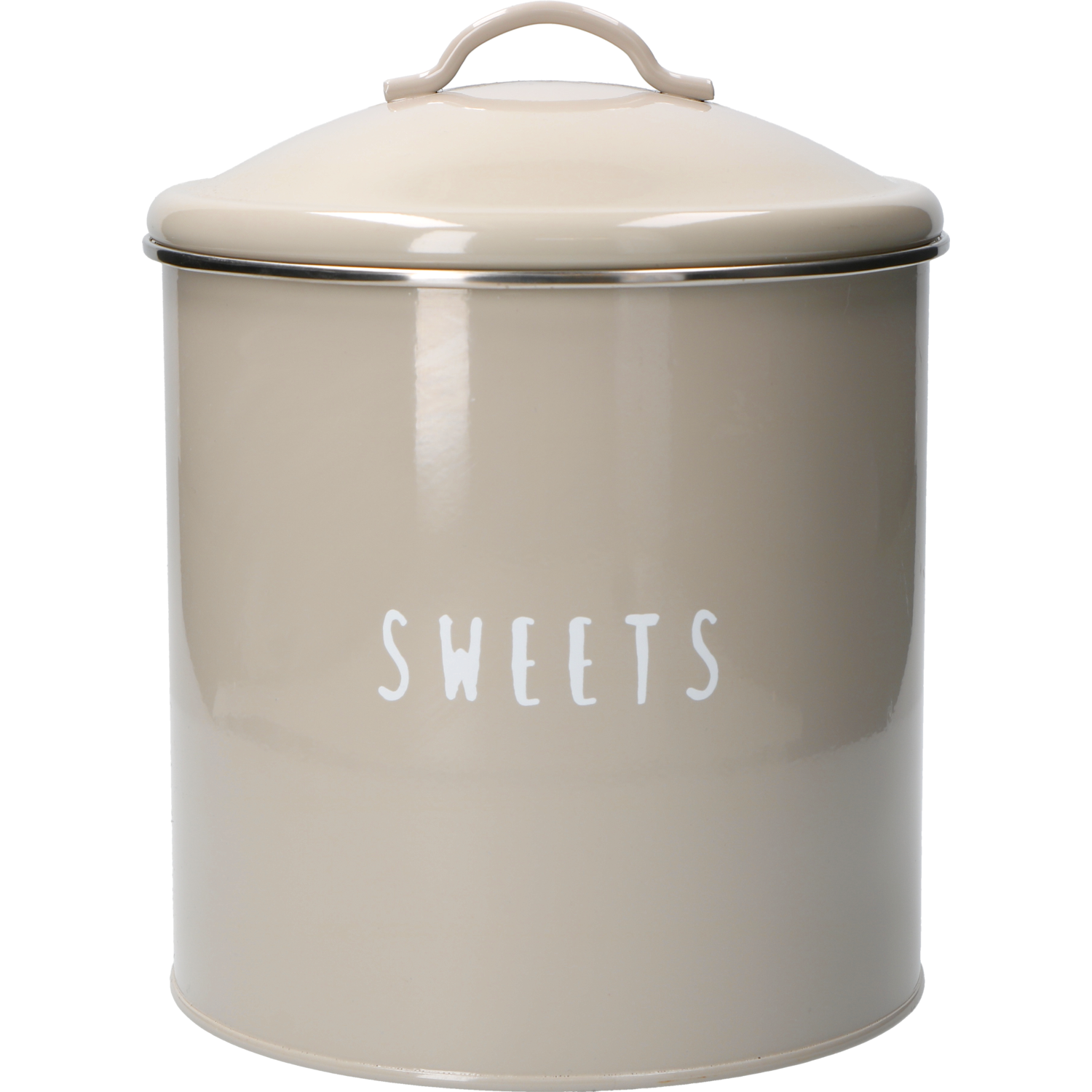 GUSTO CASA - Contenitore in latta con coperchio Tortora - h24 cm diametro 18 cm